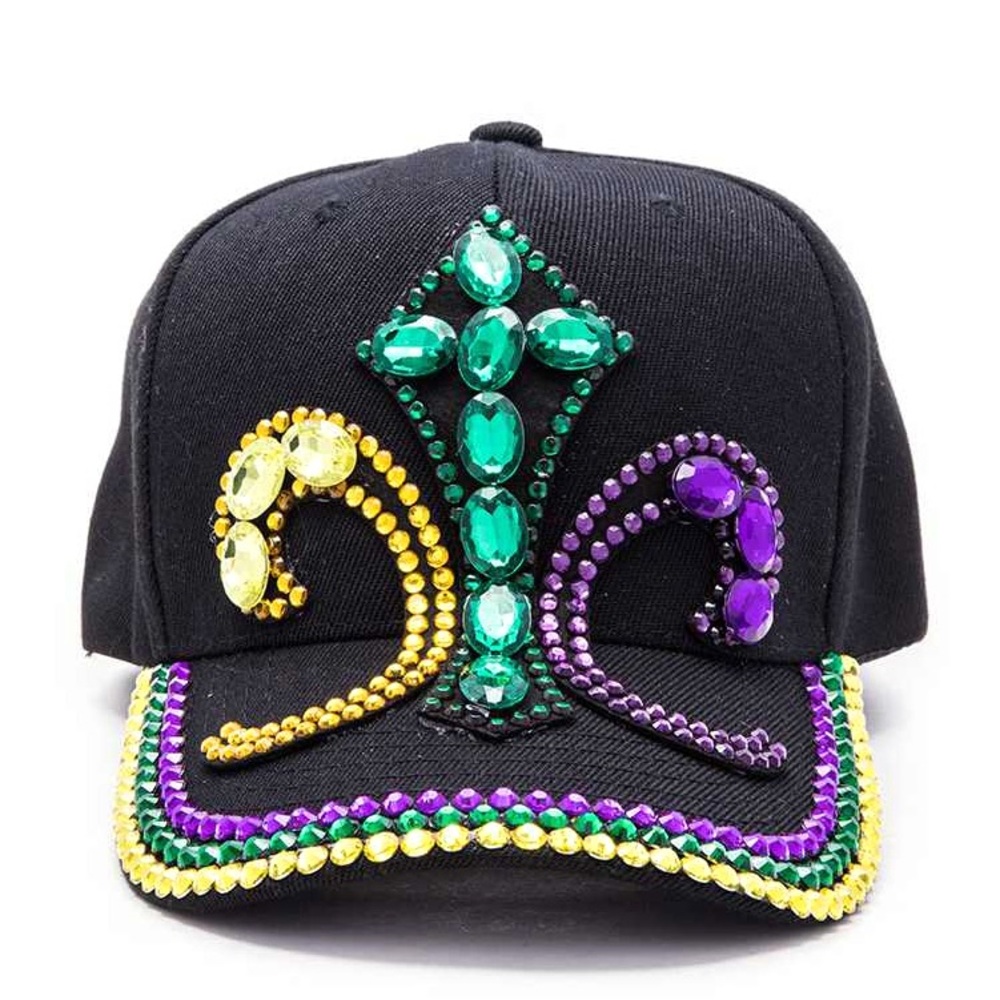 Bling Studded Mardi Gras Baseball Cap